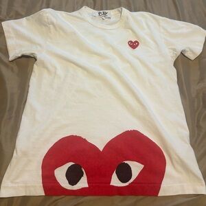 Play Comme des Garçons Red Heart White T-Shirt Size L